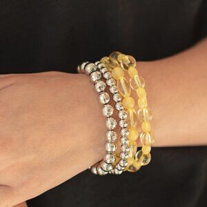 Paparazzi Jewelry Accessories - Delightfully Disco - Yellow Bracelet - Vintage